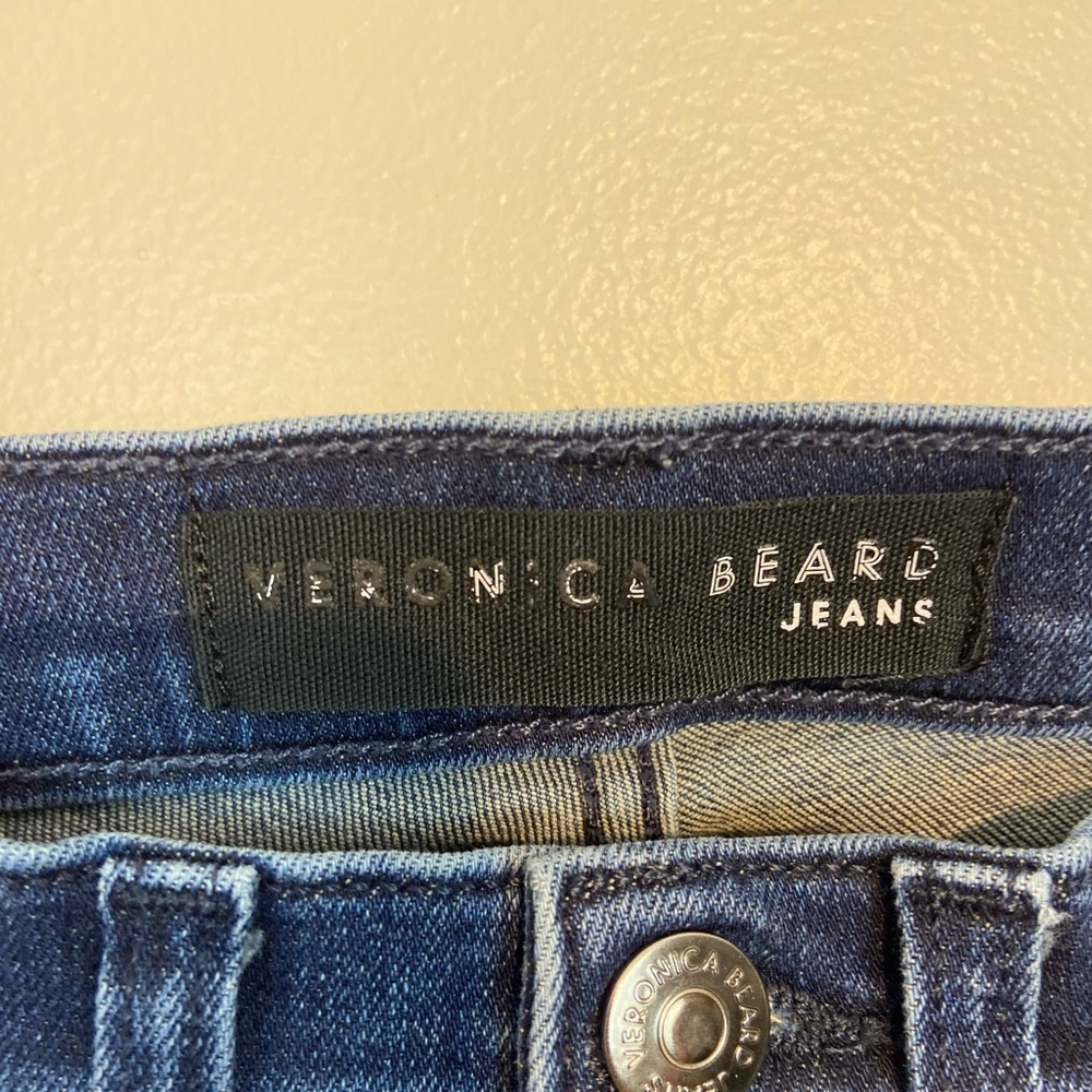 Veronica Beard Dark Blue Cropped Wide-Leg Jeans - Picture 5 of 8